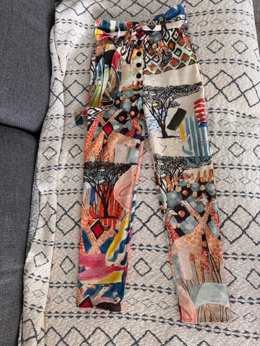 Sezane x Chufy Multicolor Printed Waistband Pants 36
